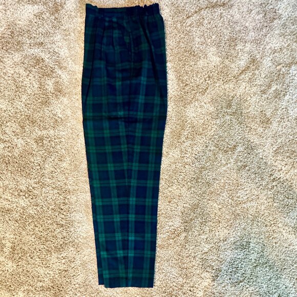 Vintage Christy Girl Navy Blue and Green Plaid tapered pants with Pockets S= 8 - Picture 5 of 12
